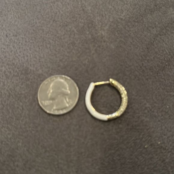 𝅺Enamel CZ Hoop Earrings  - Picture 5 of 5